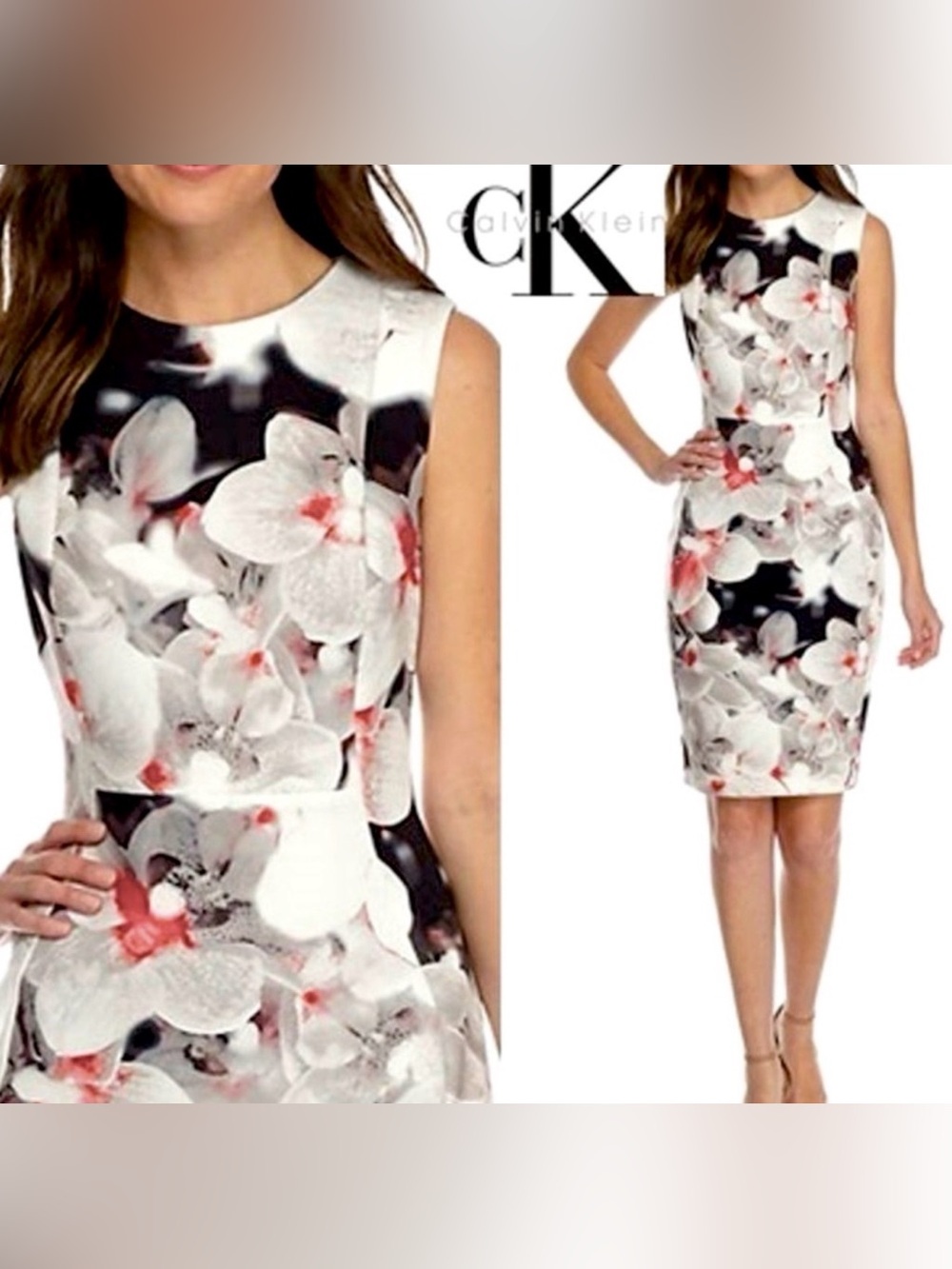 Calvin Klein NWT Orchid Print Dress Size 8 $134 sleeveless mini dress
